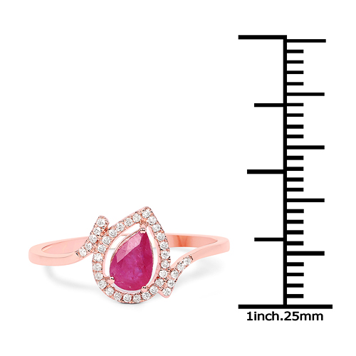 0.61 Carat Genuine Ruby and White Diamond 14K Rose Gold Ring