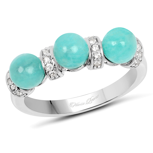 Rings-2.81 Carat Genuine Amazonite And White Topaz .925 Sterling Silver Ring