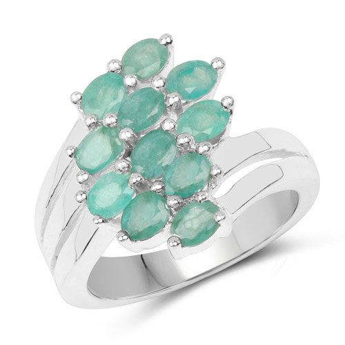 Emerald-1.54 Carat Genuine Emerald .925 Sterling Silver Ring