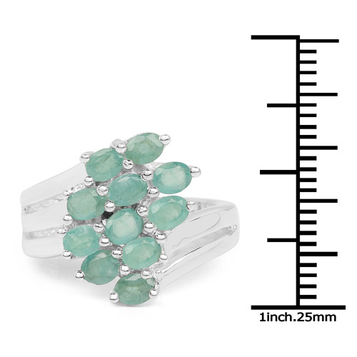 1.54 Carat Genuine Emerald .925 Sterling Silver Ring
