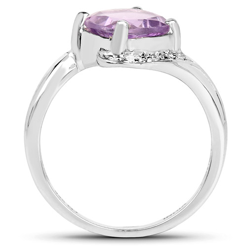 2.24 Carat Genuine Pink Amethyst and White Topaz .925 Sterling Silver Ring