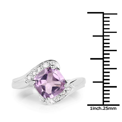 2.24 Carat Genuine Pink Amethyst and White Topaz .925 Sterling Silver Ring
