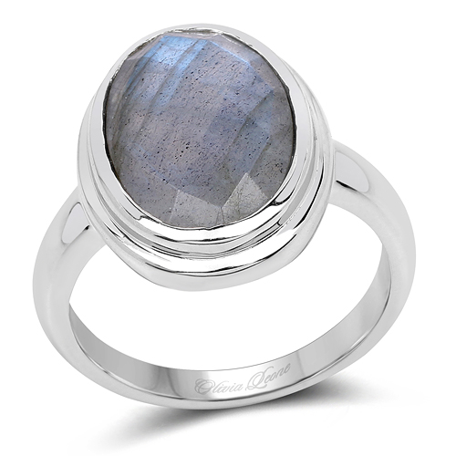 Rings-4.73 Carat Genuine Labradorite .925 Sterling Silver Ring