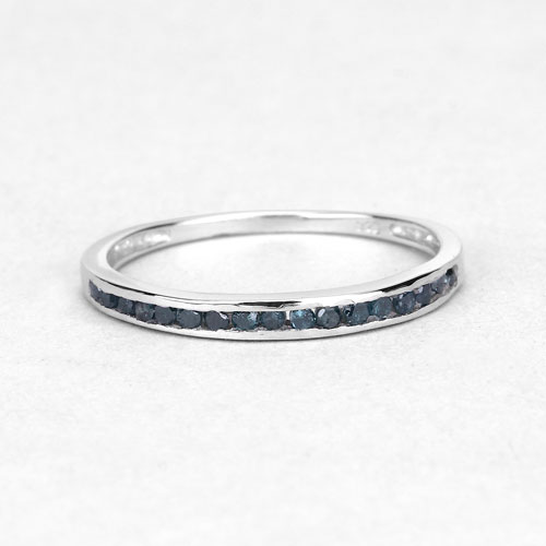 0.20 Carat Genuine Blue Diamond .925 Sterling Silver Ring