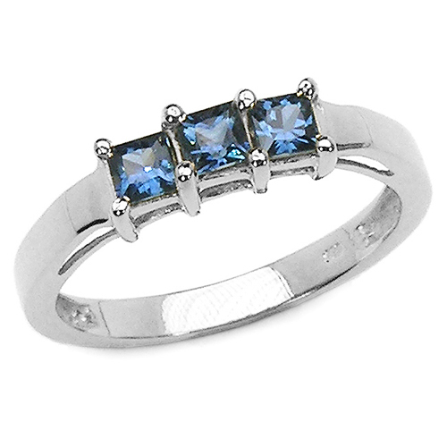 Sapphire-0.54 Carat Genuine Blue Sapphire .925 Sterling Silver Ring