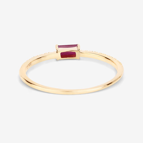 0.22 Carat Genuine Ruby and White Diamond 14K Yellow Gold Ring