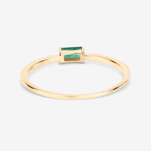 0.18 Carat Genuine Zambian Emerald and White Diamond 14K Yellow Gold Ring
