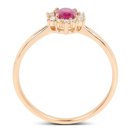 0.40 Carat Genuine Ruby and White Diamond 14K Yellow Gold Ring