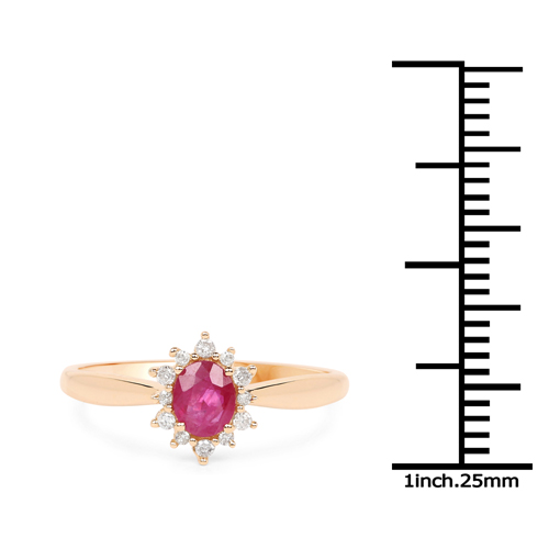 0.40 Carat Genuine Ruby and White Diamond 14K Yellow Gold Ring