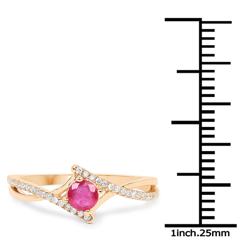 0.41 Carat Genuine Ruby and White Diamond 14K Yellow Gold Ring