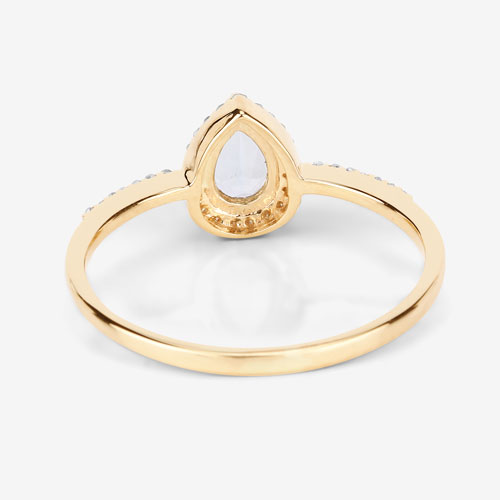 0.45 Carat Genuine Aquamarine and White Diamond 14K Yellow Gold Ring