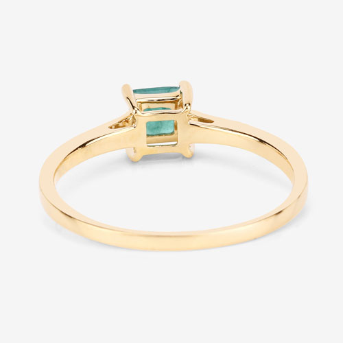 0.67 Carat Genuine Zambian Emerald and White Diamond 14K Yellow Gold Ring