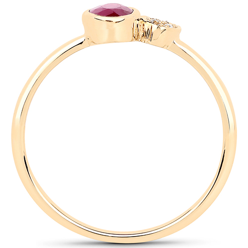 0.32 Carat Genuine Ruby and White Diamond 14K Yellow Gold Ring