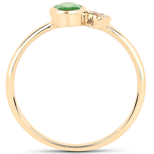 0.32 Carat Genuine Zambian Emerald and White Diamond 14K Yellow Gold Ring