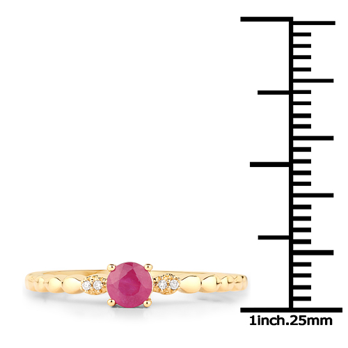 0.31 Carat Genuine Ruby and White Diamond 14K Yellow Gold Ring