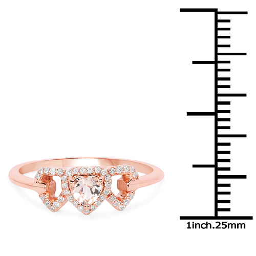0.37 Carat Genuine Morganite and White Diamond 14K Rose Gold Ring