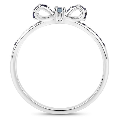 0.31 Carat Genuine Blue Sapphire 14K White Gold Ring