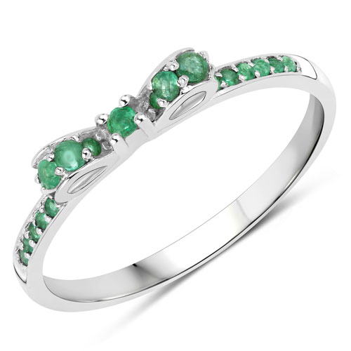 Emerald-0.27 Carat Genuine Zambian Emerald 14K White Gold Ring