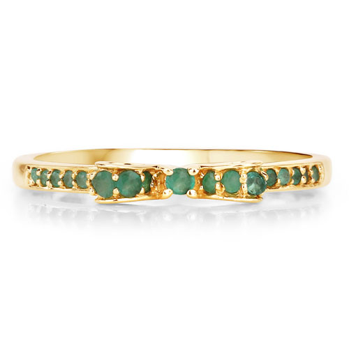 0.27 Carat Genuine Zambian Emerald 14K Yellow Gold Ring