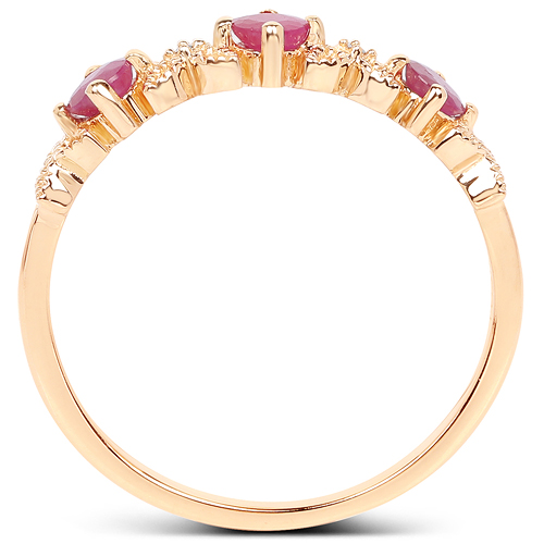 0.40 Carat Genuine Ruby and White Diamond 14K Yellow Gold Ring