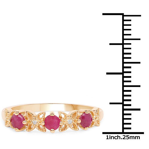 0.40 Carat Genuine Ruby and White Diamond 14K Yellow Gold Ring