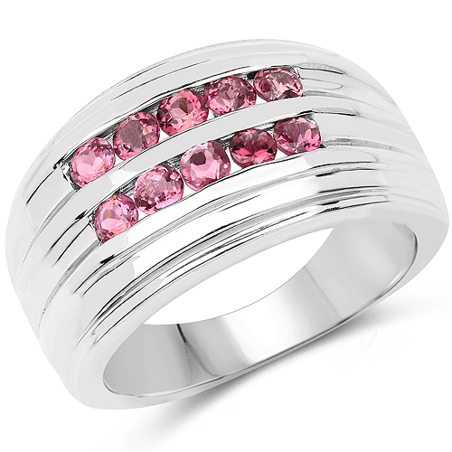 Pink Tourmaline-1.00 Carat Genuine Pink Tourmaline .925 Sterling Silver Ring
