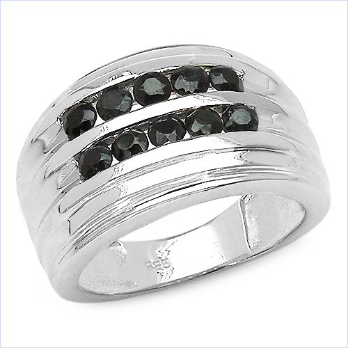 Sapphire-1.00 Carat Genuine Black Sapphire .925 Sterling Silver Ring