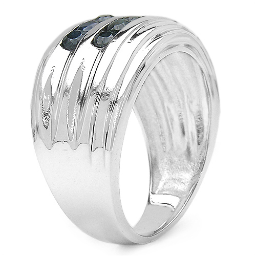 1.00 Carat Genuine Black Sapphire .925 Sterling Silver Ring