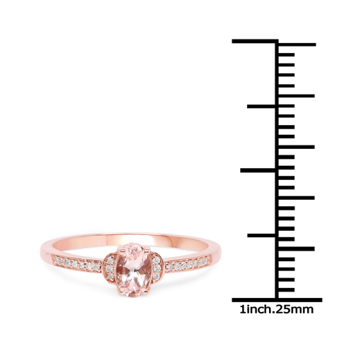 0.49 Carat Genuine Morganite and White Diamond 14K Rose Gold Ring