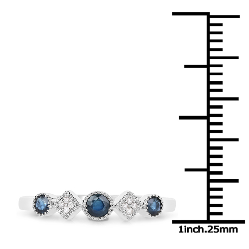 0.26 Carat Genuine Blue Sapphire and White Diamond 14K White Gold Ring