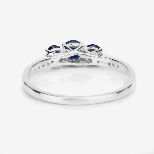 0.56 Carat Genuine Blue Sapphire and White Diamond 14K White Gold Ring