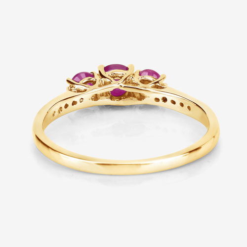 0.61 Carat Genuine Ruby and White Diamond 14K Yellow Gold Ring