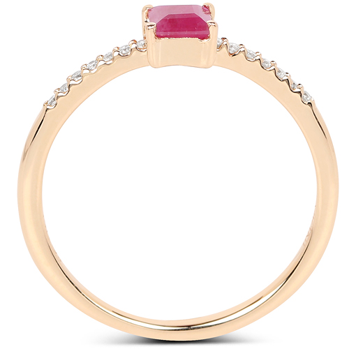 0.42 Carat Genuine Ruby and White Diamond 14K Yellow Gold Ring