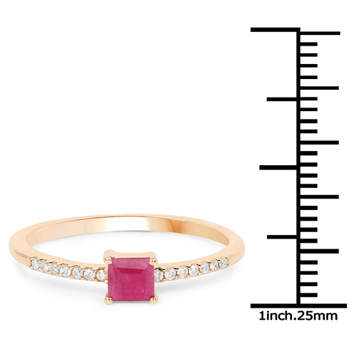 0.42 Carat Genuine Ruby and White Diamond 14K Yellow Gold Ring