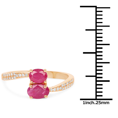 0.93 Carat Genuine Ruby and White Diamond 14K Yellow Gold Ring