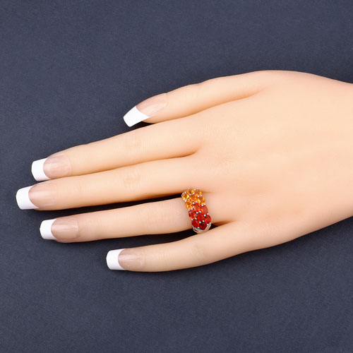 1.56 Carat Genuine Fire Opal .925 Sterling Silver Ring