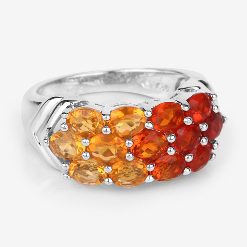 1.56 Carat Genuine Fire Opal .925 Sterling Silver Ring