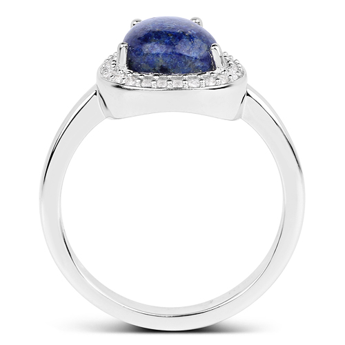 2.03 Carat Genuine Lapis And White Topaz .925 Sterling Silver Ring