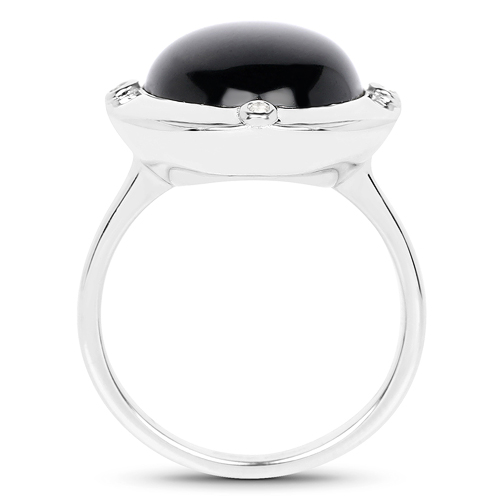 6.80 Carat Genuine Black Onyx And White Topaz .925 Sterling Silver Ring