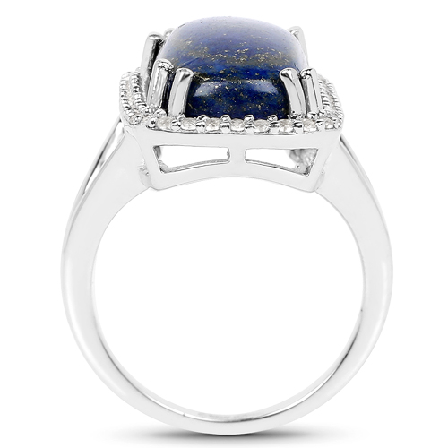 10.29 Carat Genuine Lapis And White Topaz .925 Sterling Silver Ring