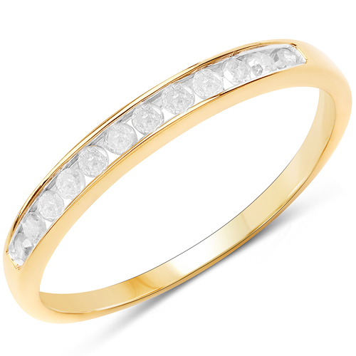 Diamond-0.18 Carat Genuine White Diamond 10K Yellow Gold Ring