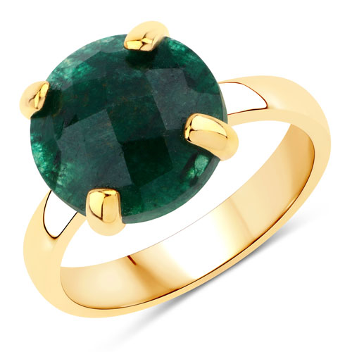 Emerald-4.50 Carat Dyed Emerald .925 Sterling Silver Ring