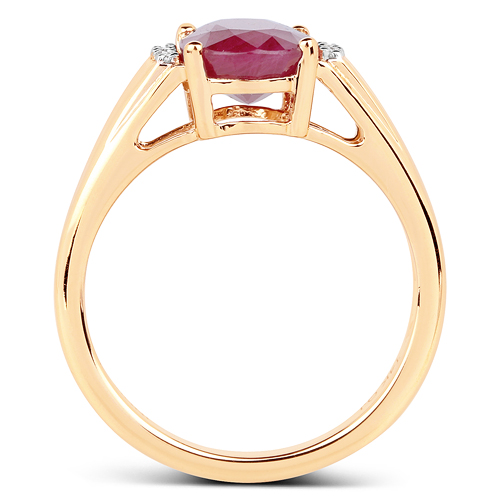 2.23 Carat Genuine Ruby and White Diamond 14K Yellow Gold Ring