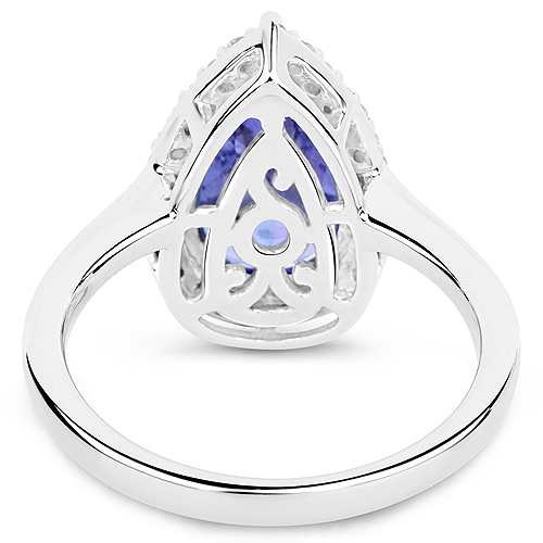 14K White Gold 3.86 Carat Genuine Tanzanite and White Diamond Ring