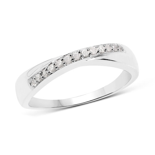 Diamond-0.09 Carat Genuine White Diamond .925 Sterling Silver Ring