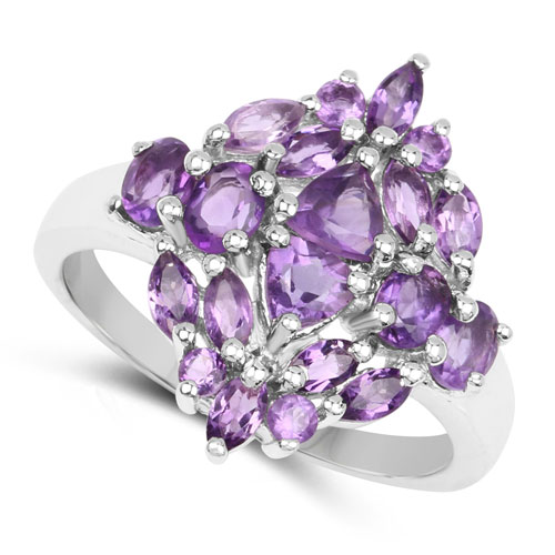 1.96 Carat Genuine Amethyst .925 Sterling Silver Ring