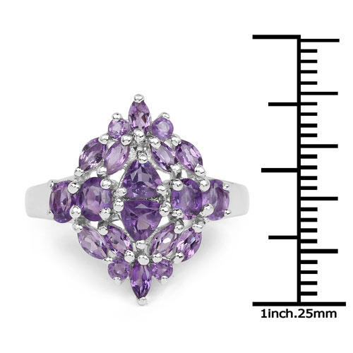 1.96 Carat Genuine Amethyst .925 Sterling Silver Ring