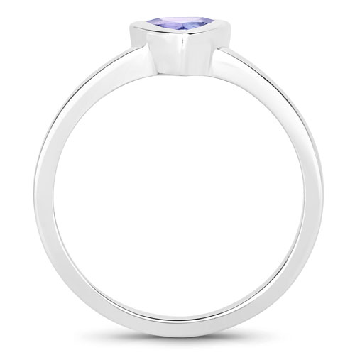 0.43 Carat Genuine Tanzanite .925 Sterling Silver Ring