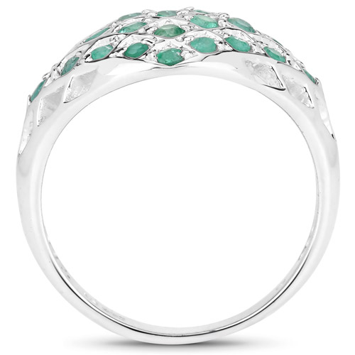 0.90 Carat Genuine Emerald .925 Sterling Silver Ring