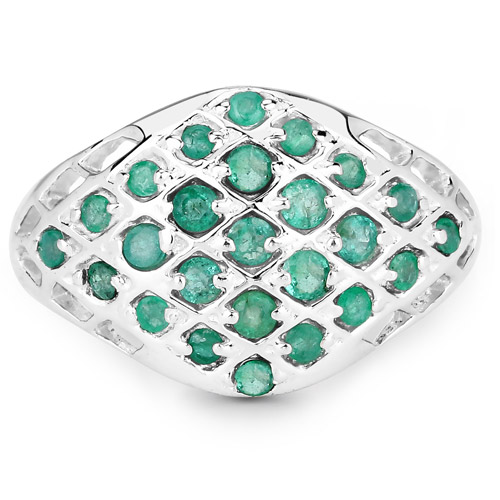 0.90 Carat Genuine Emerald .925 Sterling Silver Ring